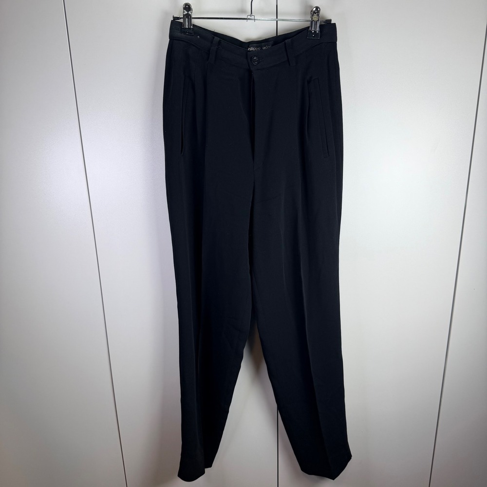 VTG Philippe Adec Paris Women 26x28‎ Black Wool Pleated Trousers Chic Capsule